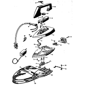 Stowaway Dual Voltage Steam & Dry Travel Iron Diagram and Parts List for SS51  Black and Decker Iron